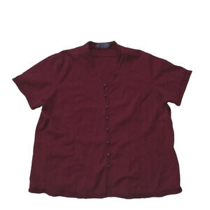 Penningtons Eyelet Red  Wine Cotton Blouse with Sheet Trim 18